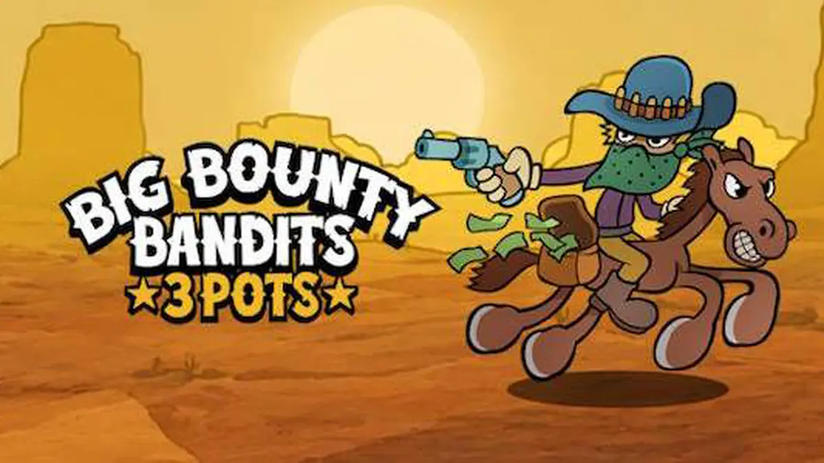 Tampilan visual kartun Wild West dalam slot Big Bounty Bandits: 3 Pots